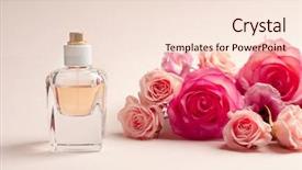  Presentation with perfume - Theme having scent - bottle of perfume with flowers background and a lemonade colored foreground
