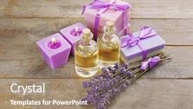  Presentation with oils - Presentation theme with scent - spa composition with lavender essential background and a coral colored foreground