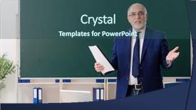  Presentation with aged study - Colorful presentation enhanced with papper scientific - aged male teacher in front backdrop and a ocean colored foreground