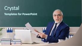  Presentation with chalkboard - Presentation design consisting of teacher in front of chalkboard background and a  colored foreground