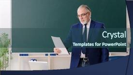  Presentation with aged papper - PPT theme consisting of papper scientific - aged male teacher in front background and a ocean colored foreground