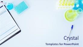  Presentation with table chemistry - Presentation design consisting of research paper microbiology - science chemistry biology medicine background and a sky blue colored foreground