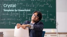  Presentation with math teacher - Cool new PPT theme with young male math teacher backdrop and a ocean colored foreground