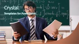  Presentation with math teacher - Amazing presentation design having papper scientific - young male math teacher backdrop and a ocean colored foreground