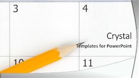  Presentation with pencils blue one yellow - Slide deck having schedule appointment - one yellow pencil on calendar background and a white colored foreground