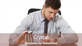  Presentation with time - Cool new PPT theme with schedule waste management - businessman holding hourglass an checking backdrop and a violet colored foreground