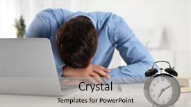  Presentation with waste management - Amazing slide deck having schedule waste management - tired manager with alarm clock backdrop and a  colored foreground