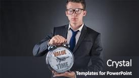  Presentation with learn english concept time - Presentation having schedule waste management - young businessman time importance concept background and a dark gray colored foreground