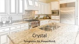  Presentation with kitchen design - Beautiful PPT theme featuring schematic diagram - beautiful custom kitchen design drawing backdrop and a lemonade colored foreground