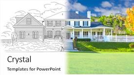  Presentation with blueprint - Cool new theme with schematic diagram - house blueprint drawing gradating backdrop and a white colored foreground