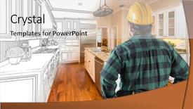  Presentation with schematic - Audience pleasing presentation theme consisting of schematic diagram - male contractor with hard hat backdrop and a  colored foreground