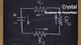  Presentation with battery cell - Colorful PPT layouts enhanced with schematic of series electric circuit backdrop and a dark gray colored foreground