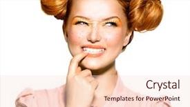  Presentation with human face - PPT theme having scheme - beauty teenage model girl portrait background and a lemonade colored foreground