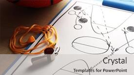  Presentation with basketball - Theme consisting of scheme basketball game on sheet background and a light gray colored foreground