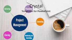  Presentation with project management - Beautiful theme featuring scheme of project management backdrop and a  colored foreground