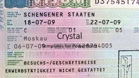  Presentation with passport - Cool new PPT theme with schengen visa backdrop and a soft green colored foreground