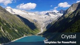  Presentation with glacier - Presentation design enhanced with schlegeisspeicher-glacier-reservoir-in-austria background and a ocean colored foreground