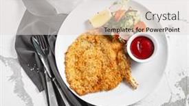  Presentation with food chicken - PPT theme consisting of schnitzel-chicken-plate-with-salad background and a light gray colored foreground
