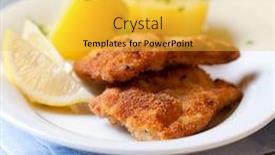  Presentation with lettuce - PPT theme featuring schnitzel with potatoes and lettuce polish cuisine home made tasty food symbolic image concept for a tasty and hearty meal selective focus close up background and a yellow colored foreground