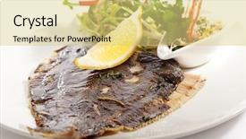  Presentation with lemon - PPT theme having schol - grilled fish with lemon background and a yellow colored foreground