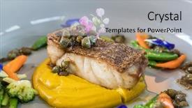  Presentation with grouper - Audience pleasing PPT theme consisting of schol - grilled grouper fillet steak backdrop and a light gray colored foreground