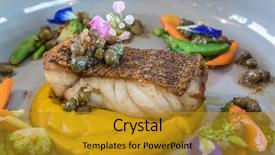  Presentation with sweet potato - Colorful PPT theme enhanced with schol - grilled grouper fillet steak backdrop and a gold colored foreground