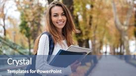  Presentation with colored parachute woman - Slide set enhanced with scholar - cheerful attractive young woman background and a ocean colored foreground