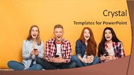  Presentation with young children at school - Slide set with scholar - group of young excited school background and a light gray colored foreground