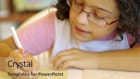  Presentation with school - Amazing slides having scholastic - concentrated young girl doing her backdrop and a coral colored foreground