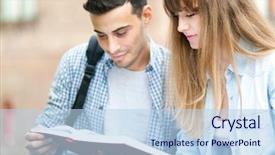  Presentation with students - PPT layouts enhanced with scholastic - couple of students reading background and a  colored foreground