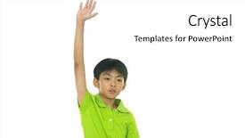  Presentation with questions answers question answer icon - Amazing presentation theme having scholastic - schoolboy with his hand raised backdrop and a  colored foreground