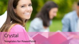  Presentation with students - Cool new theme with scholastic - students in a park backdrop and a coral colored foreground