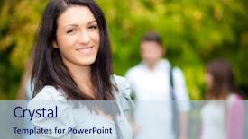  Presentation with students - Colorful slide deck enhanced with scholastic - students in a park backdrop and a  colored foreground