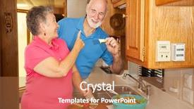  Presentation with senior couple - Colorful PPT theme enhanced with schold food - retired senior couple making lunch backdrop and a  colored foreground