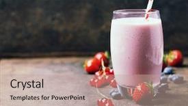  Presentation with smoothie - Amazing theme having schold food - strawberry smoothie and fresh berry backdrop and a coral colored foreground