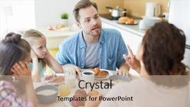  Presentation with rowing - Slide deck featuring schold food - young annoyed man rowing background and a coral colored foreground