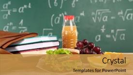  Presentation with juice - PPT theme featuring school - delicious food fruits and bottle background and a gold colored foreground