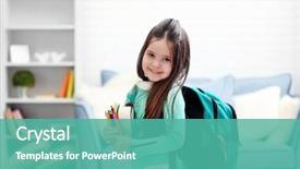  Presentation with room - PPT layouts enhanced with school - little girl with green back background and a teal colored foreground