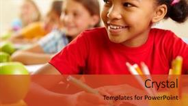  Presentation with teacher - Cool new PPT layouts with school - row of pupils looking backdrop and a red colored foreground