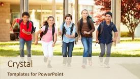  Presentation with time - Audience pleasing slide set consisting of school - schoolchildren at home time backdrop and a lemonade colored foreground