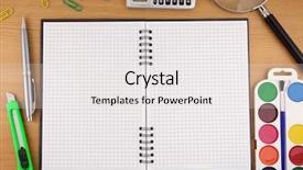  Presentation with green notebook - Colorful PPT layouts enhanced with school accessories and checked notebook backdrop and a white colored foreground