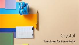  Presentation with accessories - Beautiful slide deck featuring school-accessories-and-office-supplies backdrop and a lemonade colored foreground