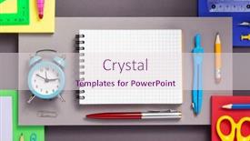  Presentation with colorful abstract movable - Slide set having school-accessories-and-office-supplies background and a sky blue colored foreground