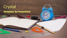  Presentation with notebook paper - Theme enhanced with school-accessories-and-supplies background and a tawny brown colored foreground