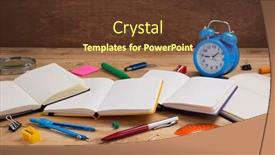  Presentation with notebook paper - Colorful PPT layouts enhanced with school-accessories-and-supplies backdrop and a tawny brown colored foreground