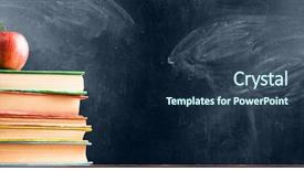  Presentation with school apple - Beautiful PPT layouts featuring school accessories books and fresh backdrop and a navy blue colored foreground