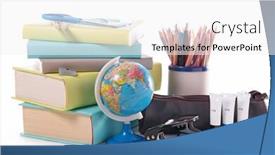  Presentation with accessories - Cool new PPT theme with school accessories backdrop and a white colored foreground