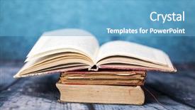  Presentation with school administration - Beautiful PPT theme featuring school administration - open book on wooden floor backdrop and a light blue colored foreground