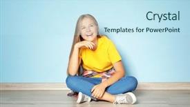  Presentation with floor - Theme consisting of sitting on floor near color background and a sky blue colored foreground