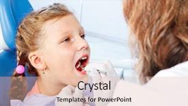 Presentation with mouth - Beautiful PPT theme featuring school age children - little patient opens mouth backdrop and a  colored foreground